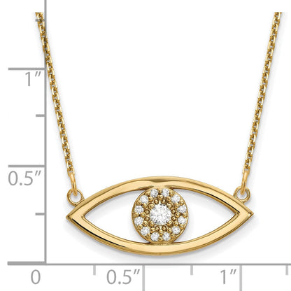 14K Gelbgold Mittel Halskette Echt Diamant Böse Auge