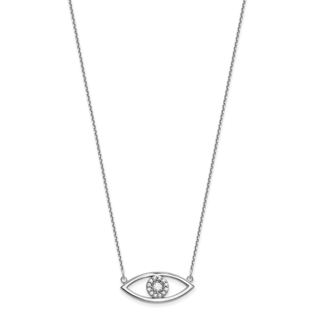 14K Weißgold Mittel Echt Diamant Böse Auge Halskette