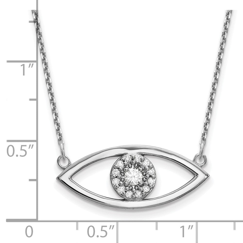 14K Weißgold Mittel Halskette Echt Diamant Böse Auge