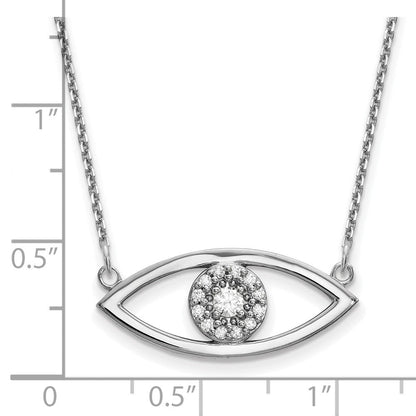 14K Weißgold Mittel Halskette Echt Diamant Böse Auge