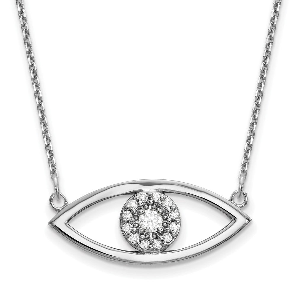14K Weißgold Mittel Halskette Echt Diamant Böse Auge