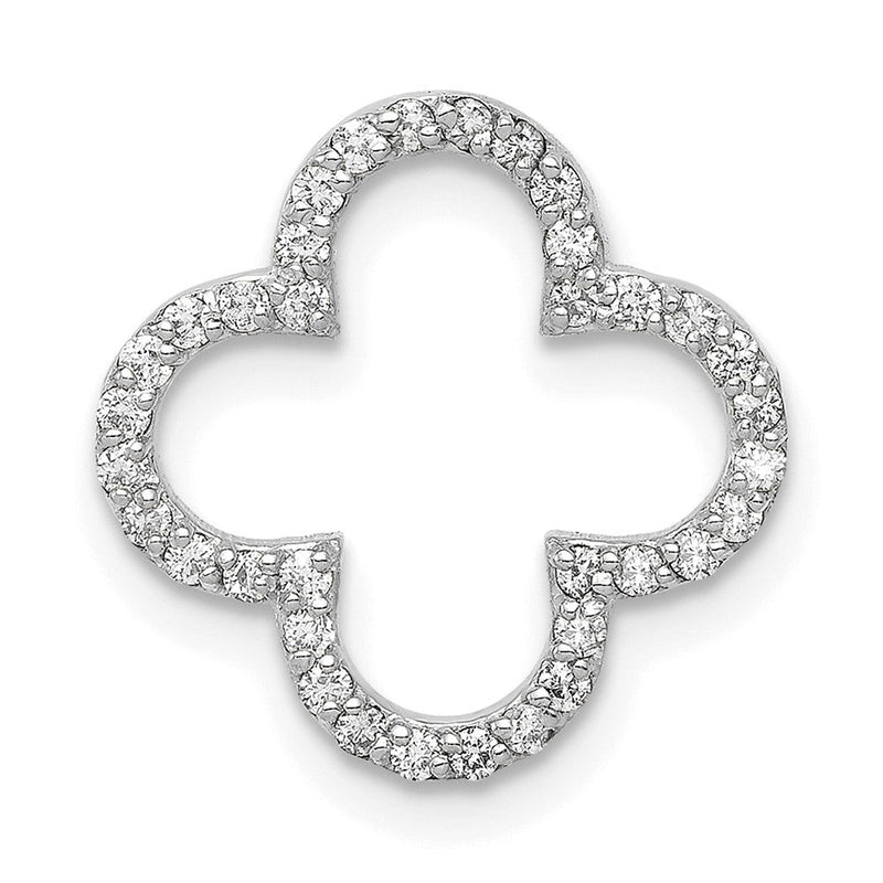 14K Weißgold Diamant-Kleeblatt-Anhänger