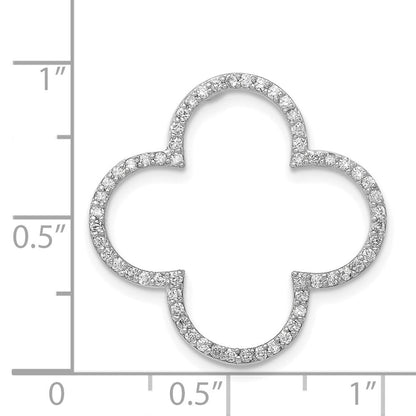 14K Weißgold Vierpass-Design-Anhänger mit echten Diamanten, mittelgroß