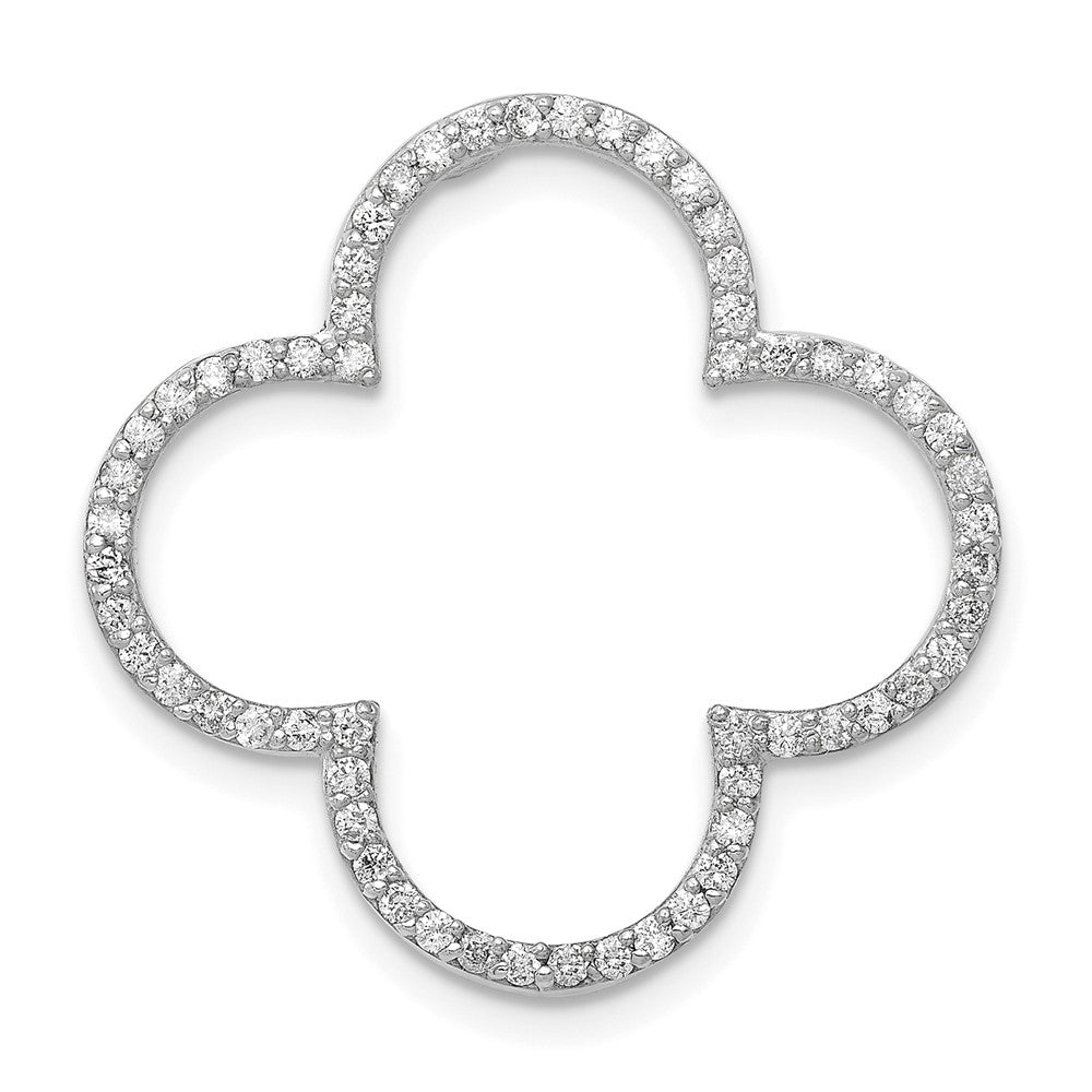 14K Weißgold Vierpass-Anhänger mit echten Diamanten, mittelgroß