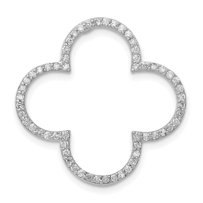 14K Weißgold Vierpass-Anhänger mit echten Diamanten, mittelgroß
