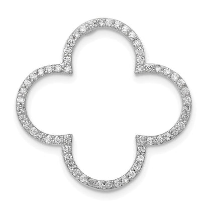 14K Weißgold Vierpass-Design-Anhänger mit echten Diamanten, mittelgroß