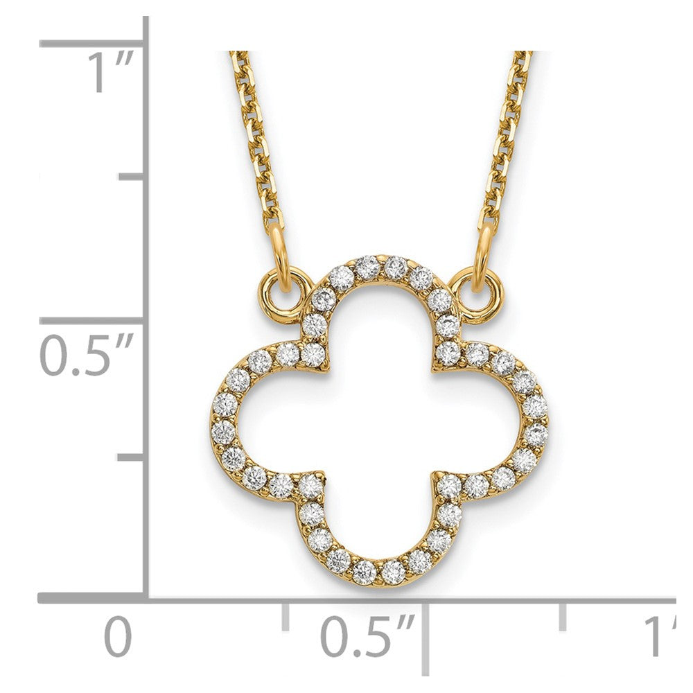 14K Gelbgold Klein Echt Diamant Quatrefoil Design Halskette
