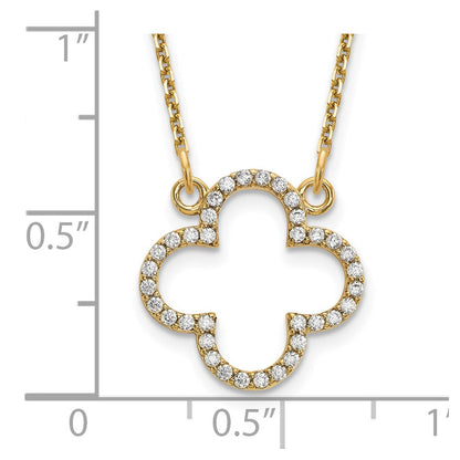 14K Gelbgold Klein Echt Diamant Quatrefoil Design Halskette