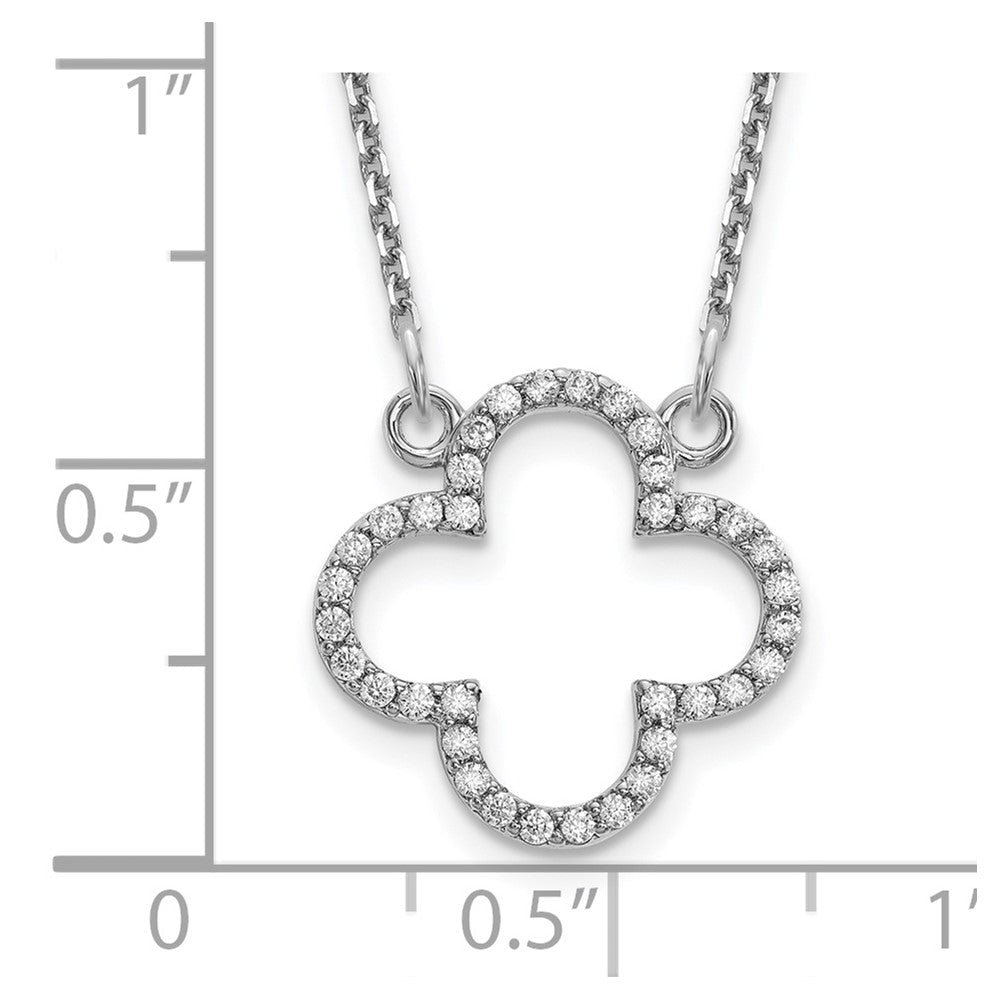 14K Weißgold Klein Echt Diamant Quatrefoil Design Halskette