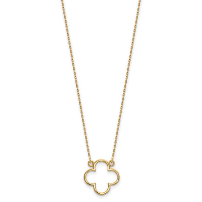 14K Gelbgold Klein Halskette Quatrefoil Design
