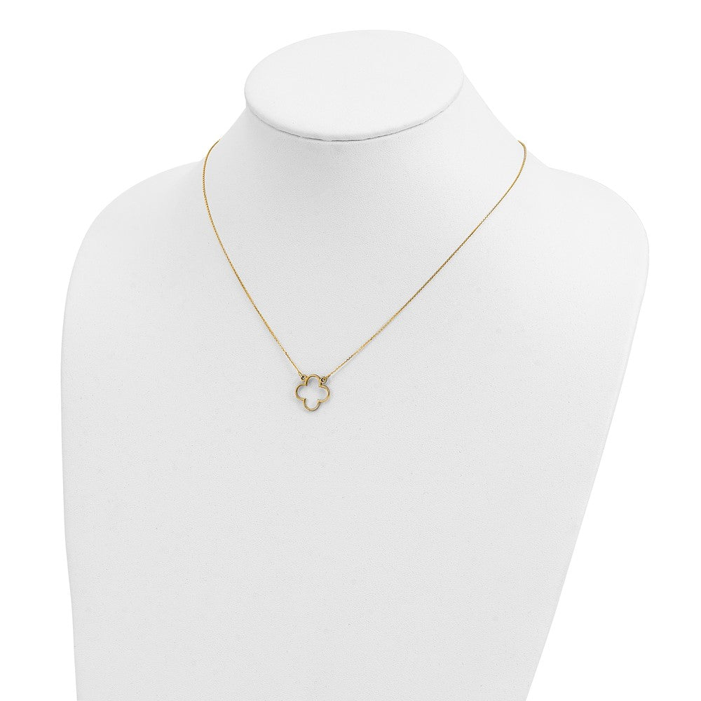 14K Gelbgold Klein Halskette Quatrefoil Design