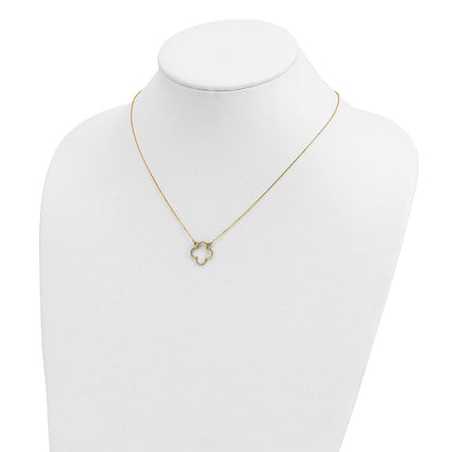 14K Gelbgold Klein Halskette Quatrefoil Design