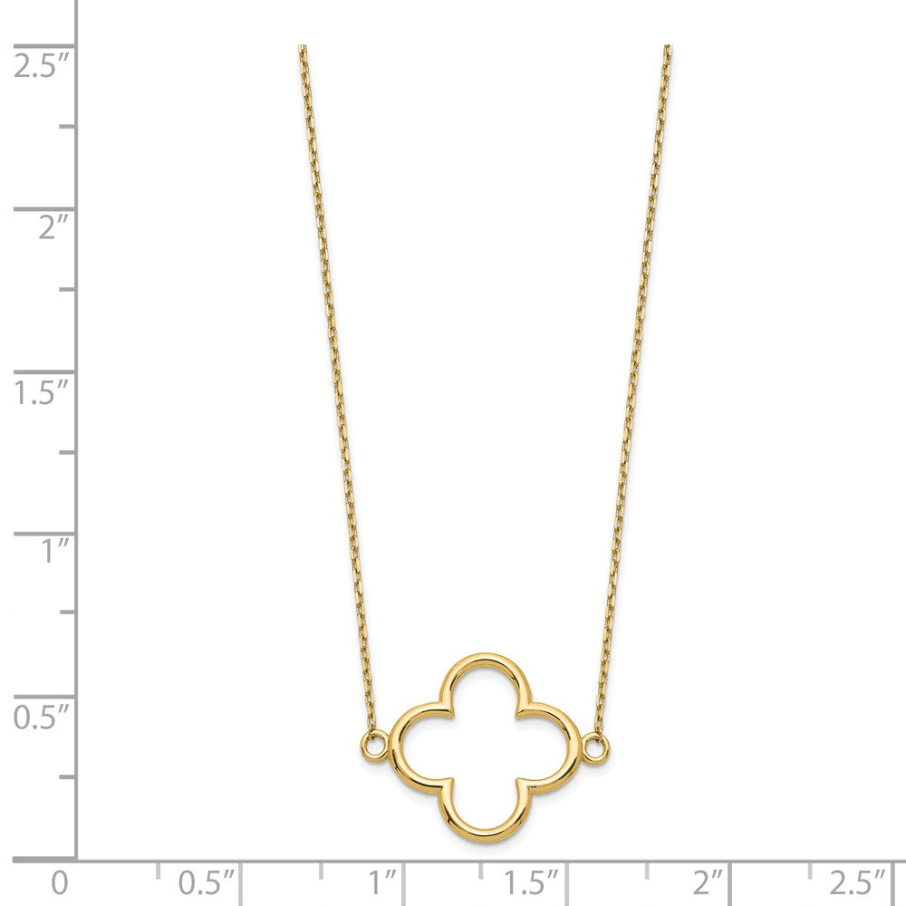 14K Gelbgold Klein Halskette Quatrefoil Design