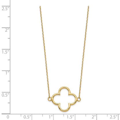 14K Gelbgold Klein Halskette Quatrefoil Design