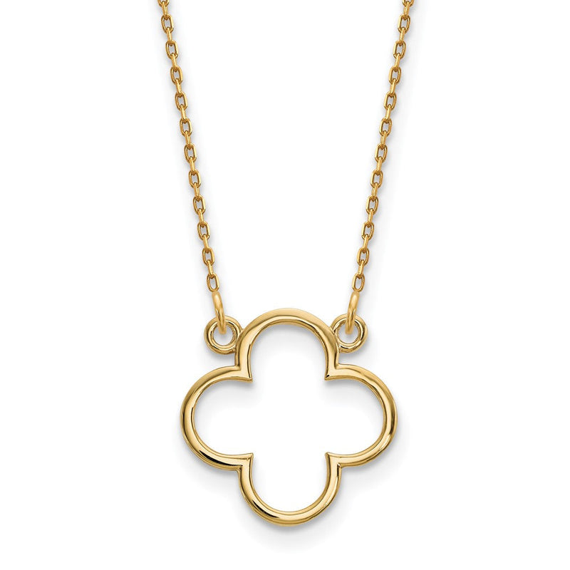 14K Gelbgold Klein Halskette Quatrefoil Design