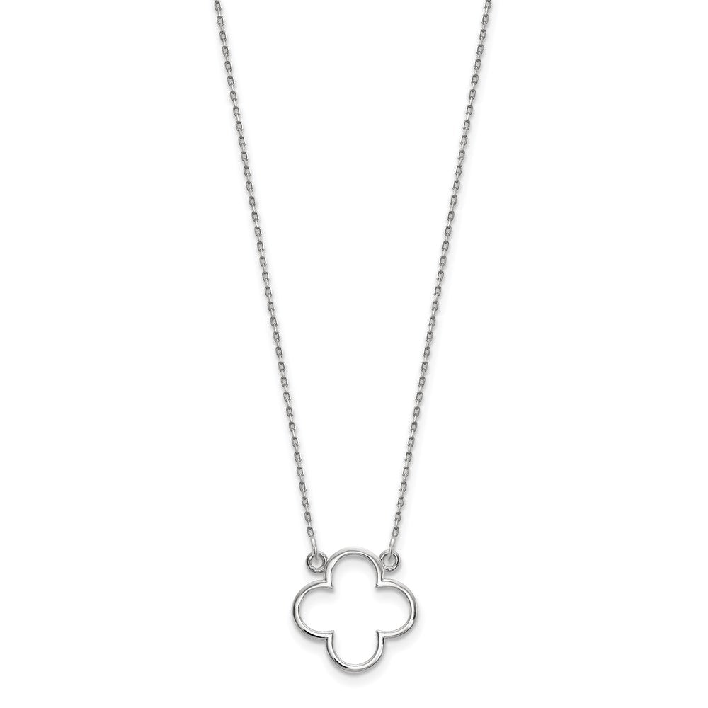 14K Weißgold Klein Halskette Quatrefoil Design
