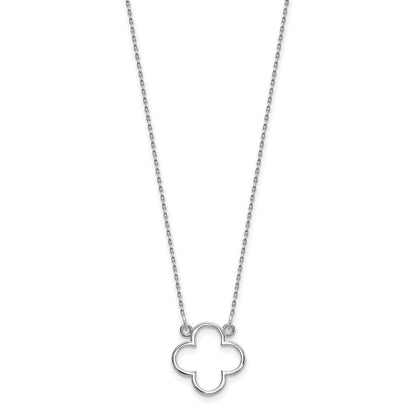 14K Weißgold Klein Halskette Quatrefoil Design