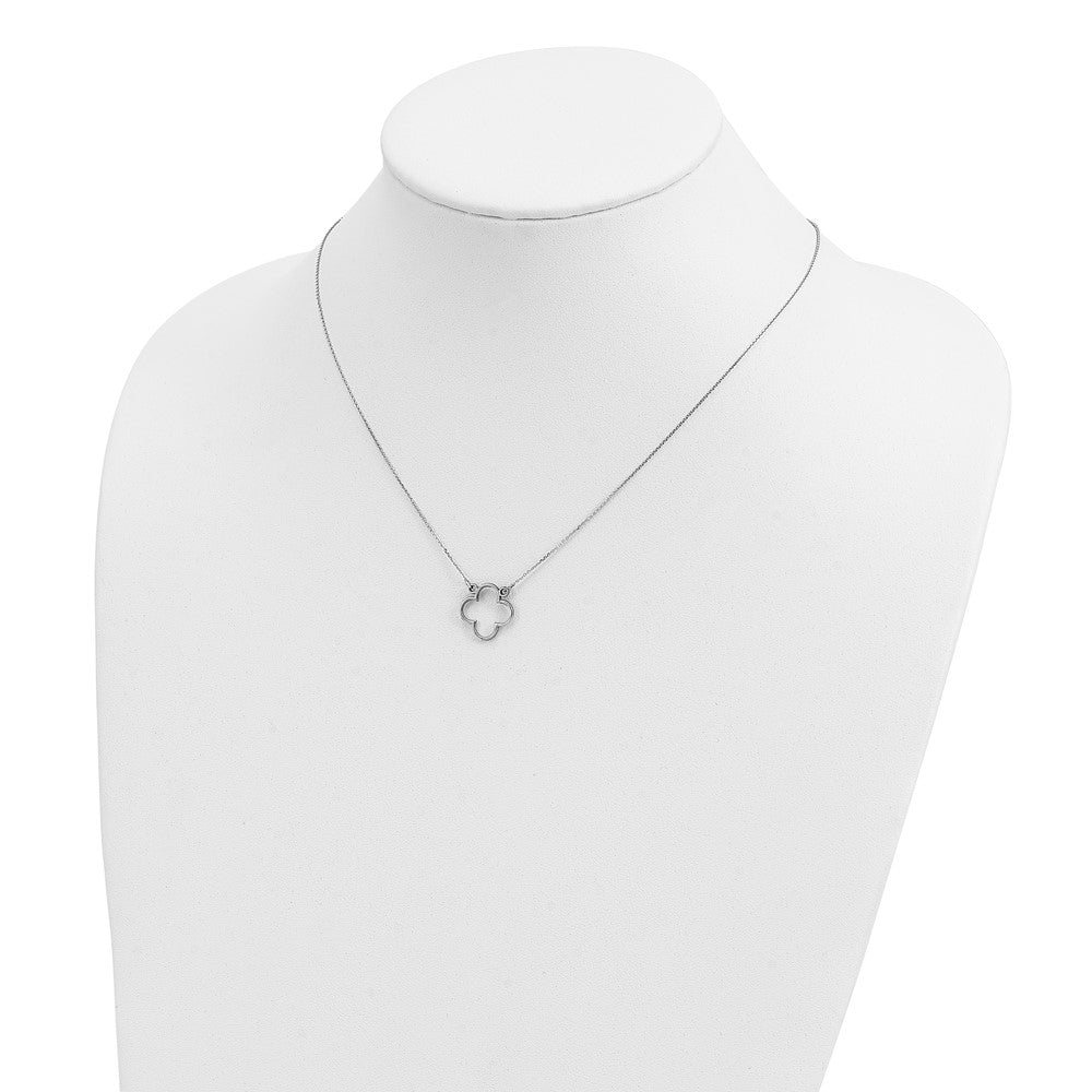 14K Weißgold Klein Halskette Quatrefoil Design
