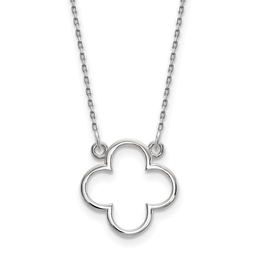 14K Weißgold Klein Halskette Quatrefoil Design