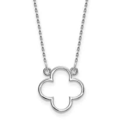14K Weißgold Klein Halskette Quatrefoil Design