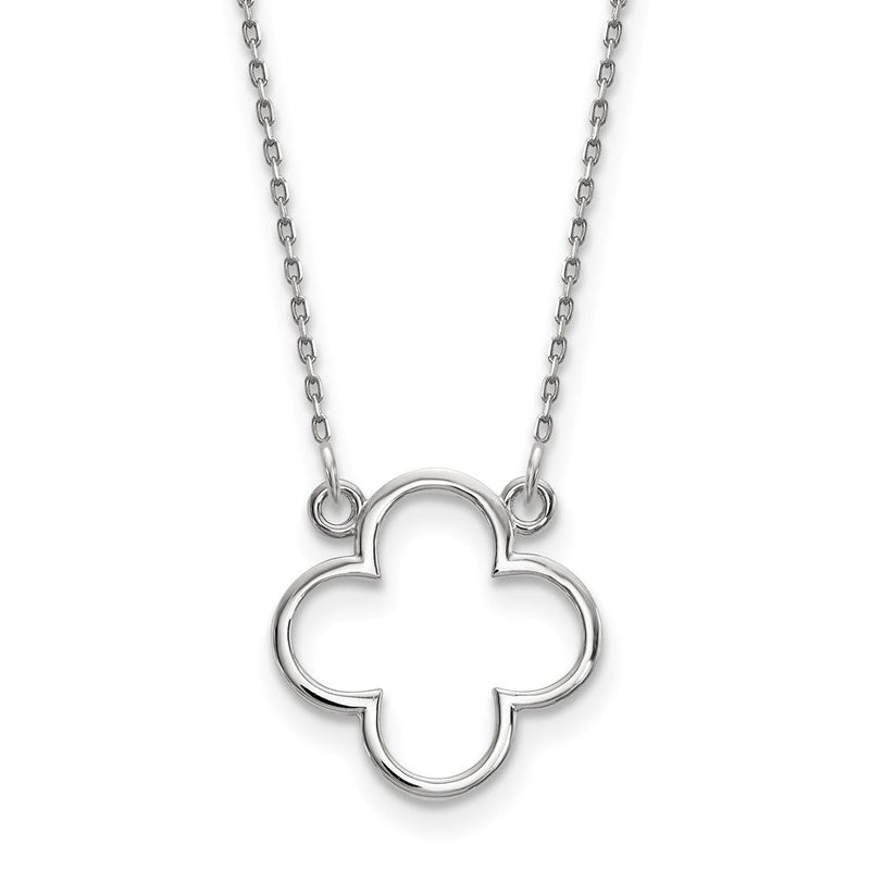 14K Weißgold Klein Halskette Quatrefoil Design