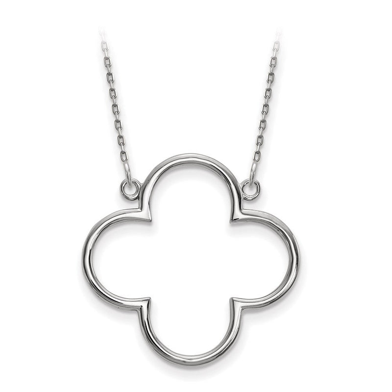 14K Weißgold Mittel Halskette Quatrefoil Design