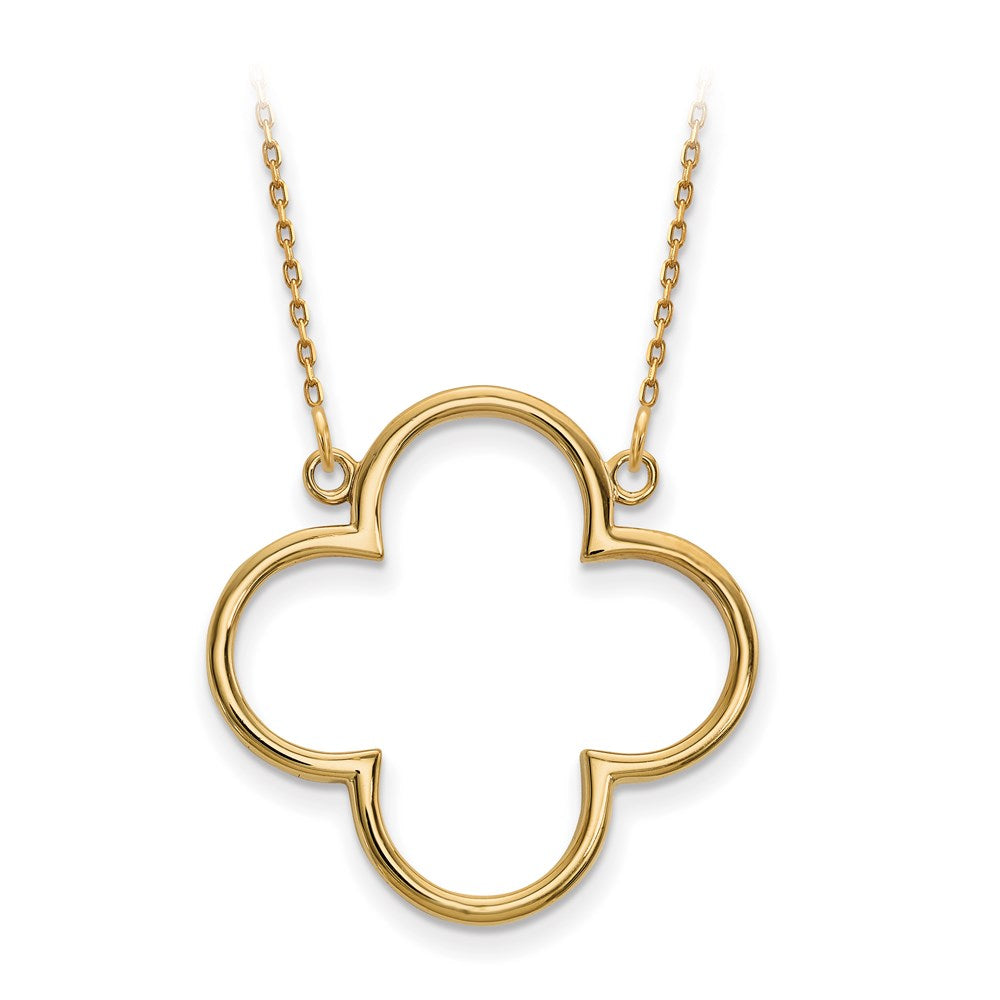 14K Gelbgold Mittel Halskette Quatrefoil Design