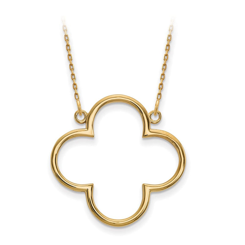 14K Gelbgold Mittel Halskette Quatrefoil Design