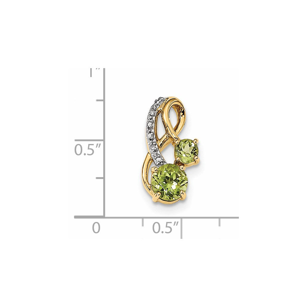 14K Gelbgold Anhänger poliert mit Peridot & echten Diamanten