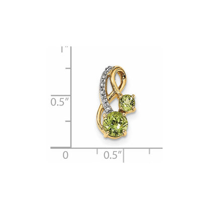 14K Gelbgold Anhänger poliert mit Peridot & echten Diamanten