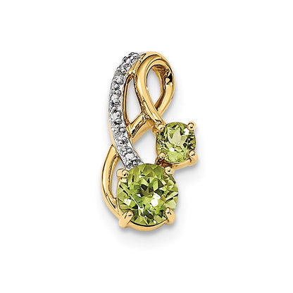 14K Gelbgold Anhänger poliert mit Peridot & echten Diamanten