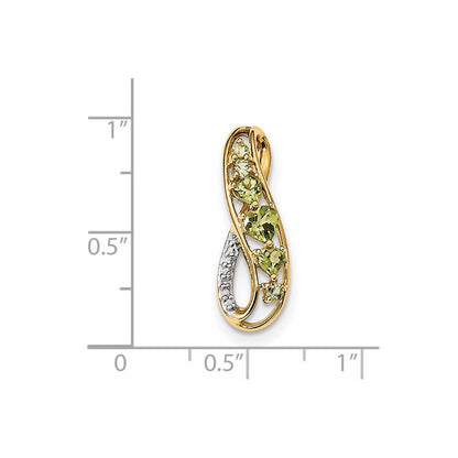 14K Gelbgold Anhänger, poliert, mit Peridot und echtem Diamant