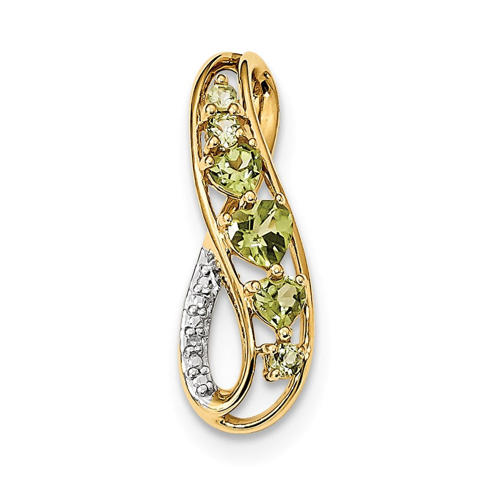 14K Gelbgold Anhänger, poliert, mit Peridot und echtem Diamant