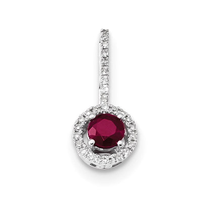14K Weißgold Anhänger mit Diamant und Rubin