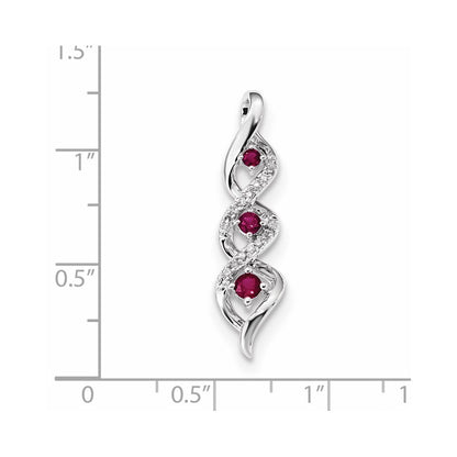 14K Weißgold Echt Diamant & Rubin Kette Anhänger