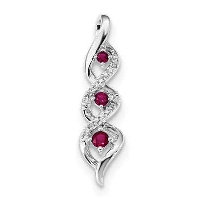 14K Weißgold Echt Diamant & Rubin Kette Anhänger