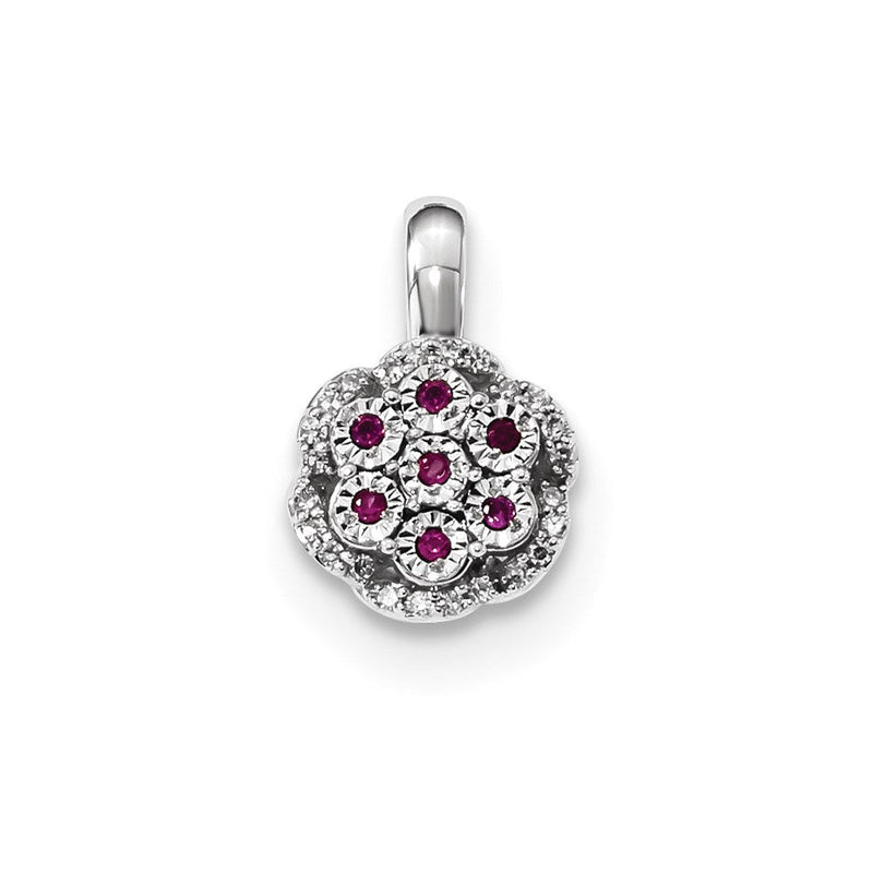 14K Weißgold Anhänger mit Diamant und Rubin