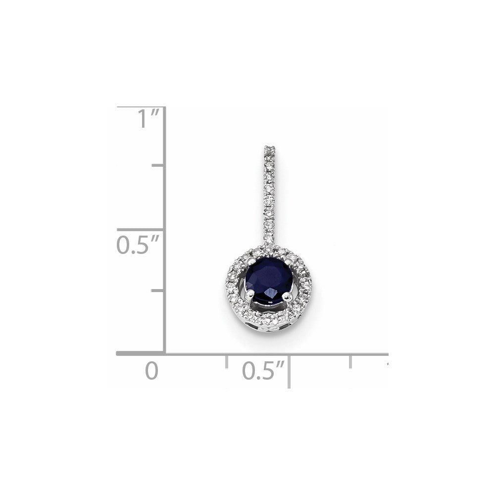 14K Weißgold Anhänger mit echtem Diamant und Saphir