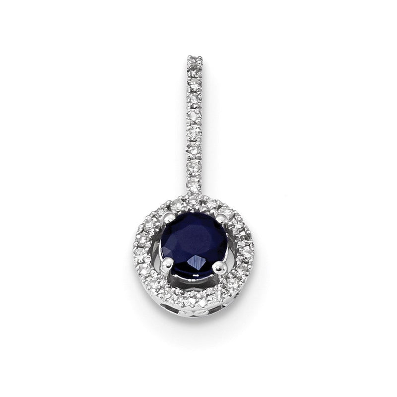 14K Weißgold Anhänger mit echtem Diamant und Saphir