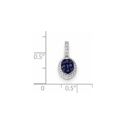 14K Weißgold Anhänger mit echtem Diamant und blauem Saphir