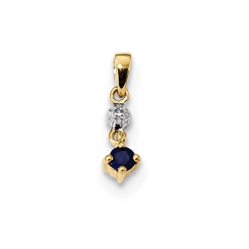 14K Gold Anhänger mit Diamant und Saphir, poliert