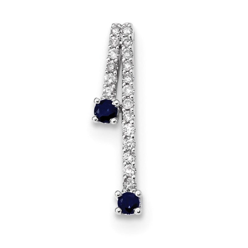 Kettenanhänger aus 14K Weißgold mit Diamant und Saphir, poliertes Finish
