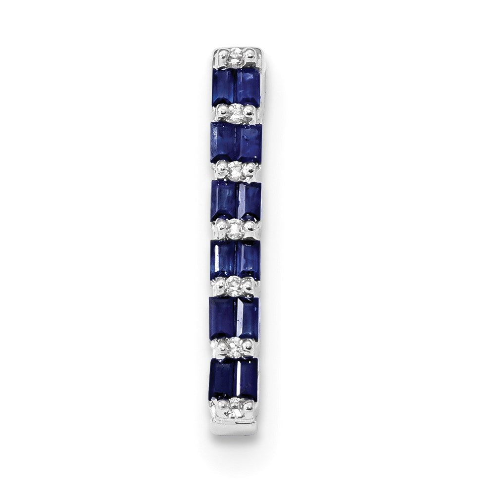 14K Weißgold Echt Diamant und Saphir Kette Anhänger