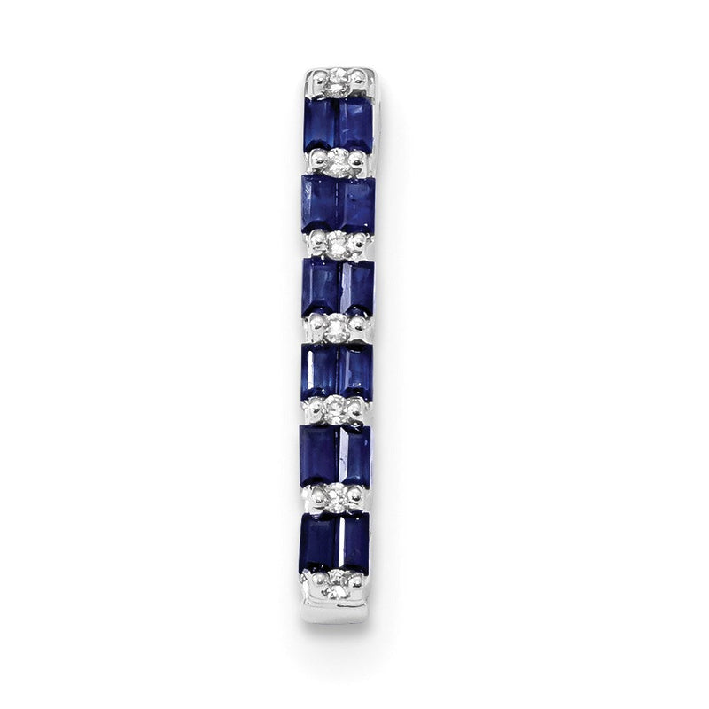 14K Weißgold Echt Diamant und Saphir Kette Anhänger