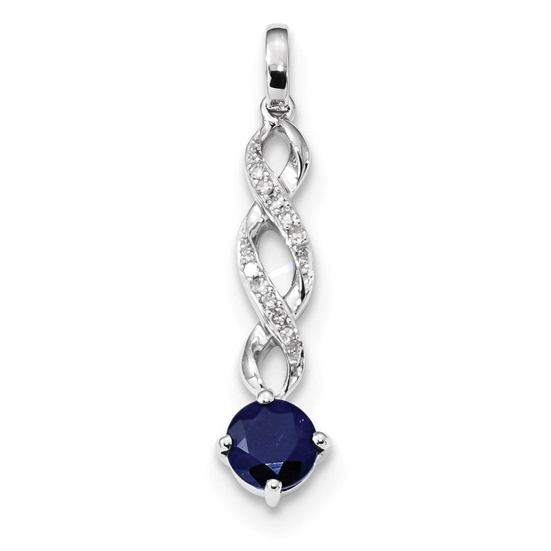 14K Weißgold Diamant- und Saphir-Anhänger mit Twist-Design