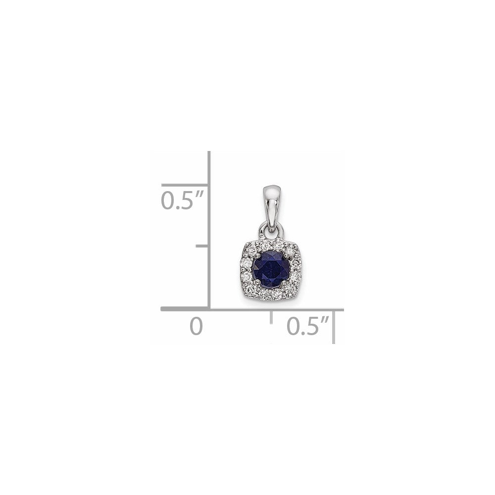 14K Weißgold Anhänger mit echtem Diamant und Saphir
