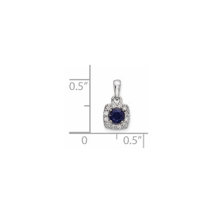 14K Weißgold Anhänger mit echtem Diamant und Saphir