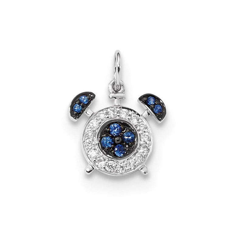 14K Weißgold Anhänger „Wecker" mit Diamanten und Saphiren