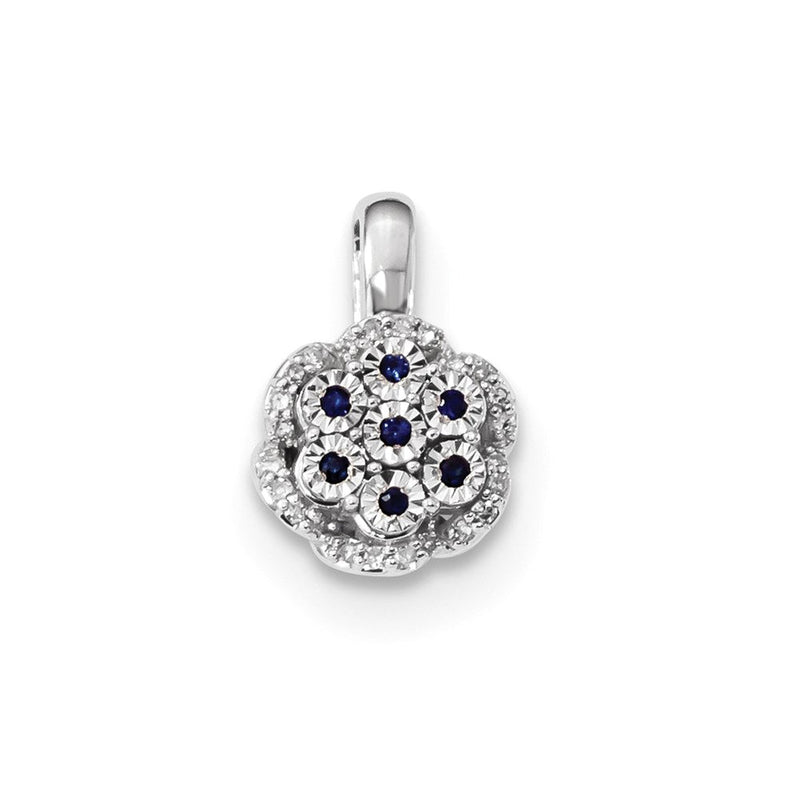 14K Weißgold Anhänger mit Diamant und Saphir