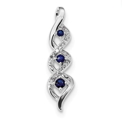 14K Weißgold Echt Diamant & Blau Saphir Kette Anhänger